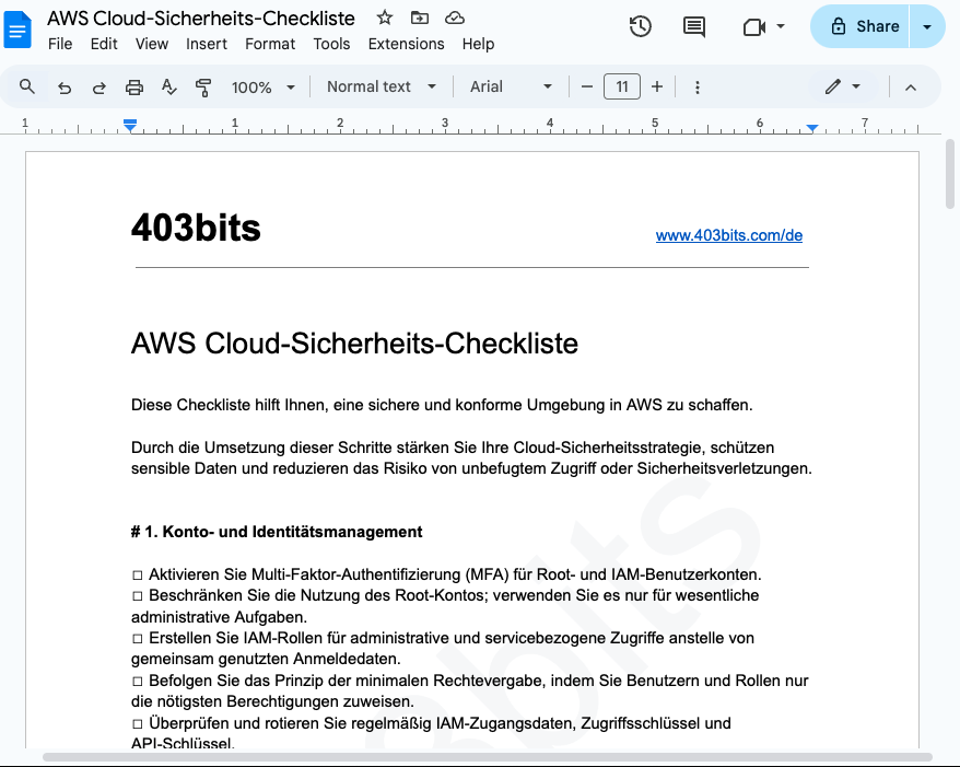 AWS Protection Checklist Image