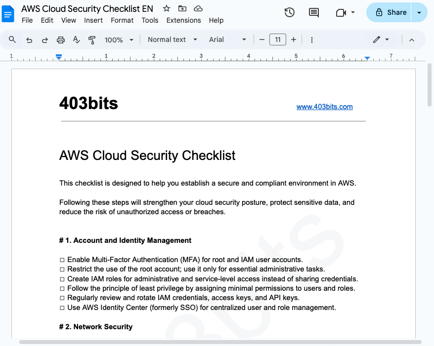 AWS Protection Checklist Image