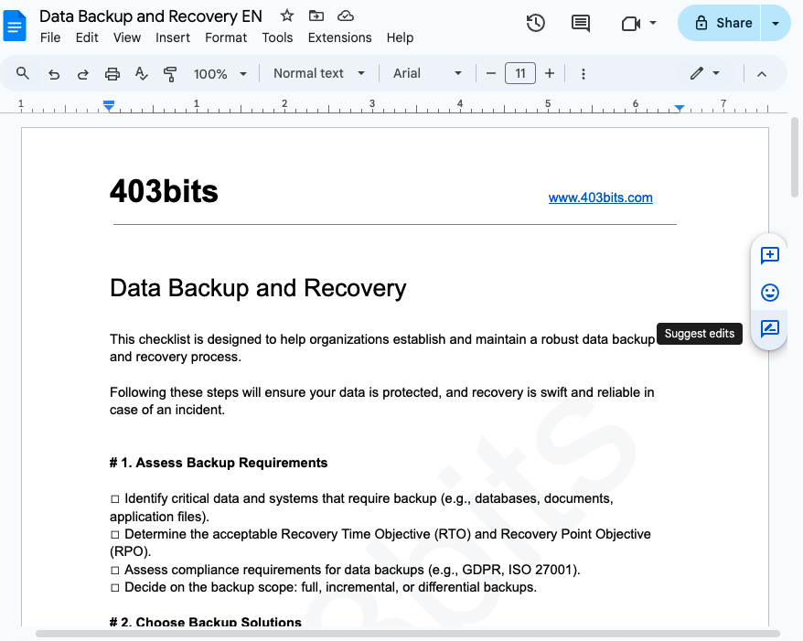 Data Backup & Recovery Checklist Image