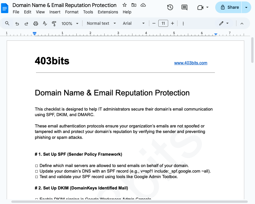 Domain Protection Checklist Image