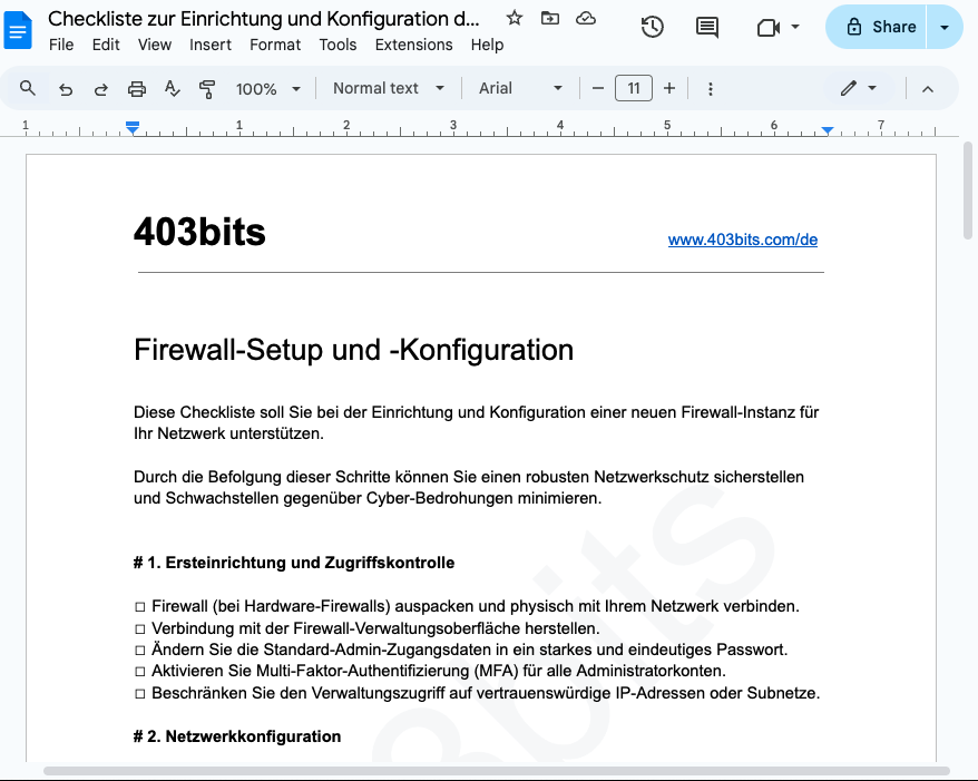 Firewall Setup Checklist Image