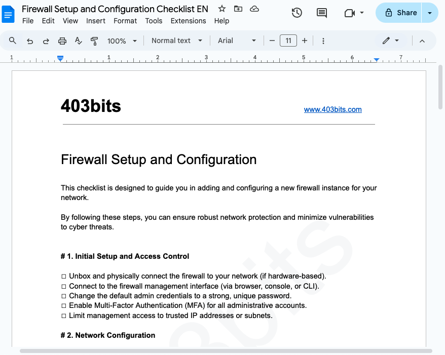 Firewall Setup Checklist Image