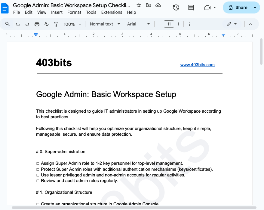 Google Admin Checklist Image