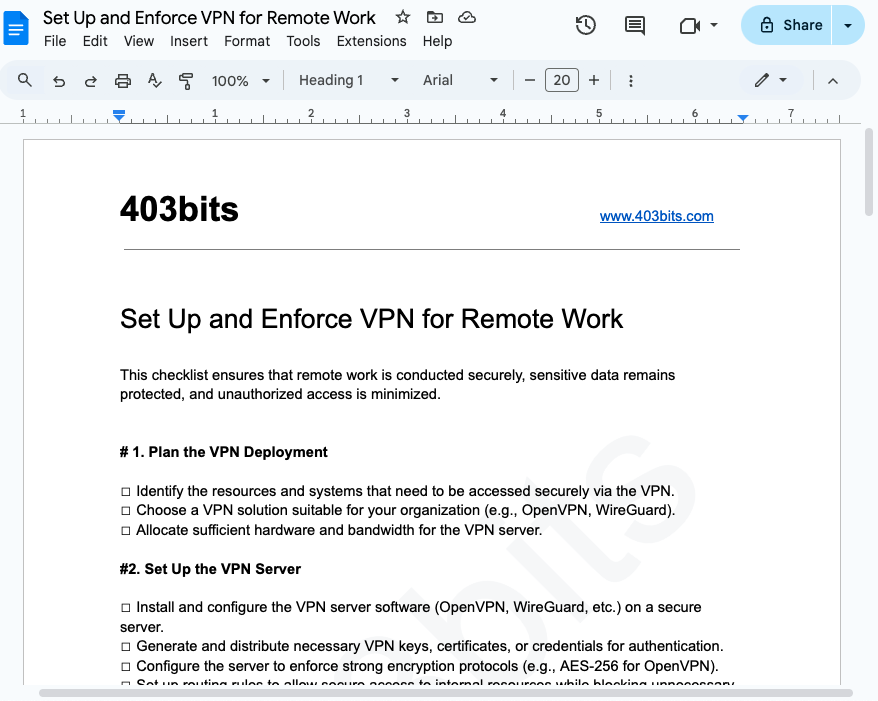 VPN Setup Checklist Image